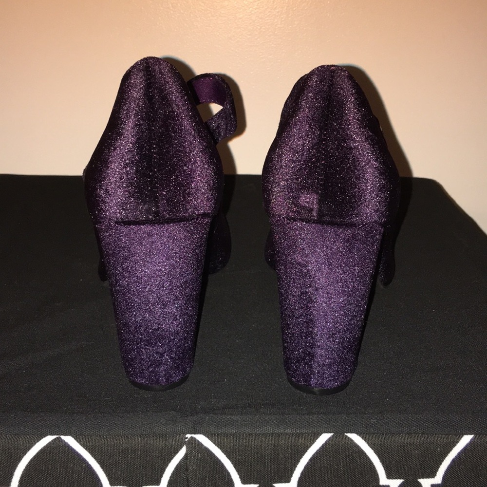 Purple Velvet “Marley” Block Heels. - Picture 3 of 5
